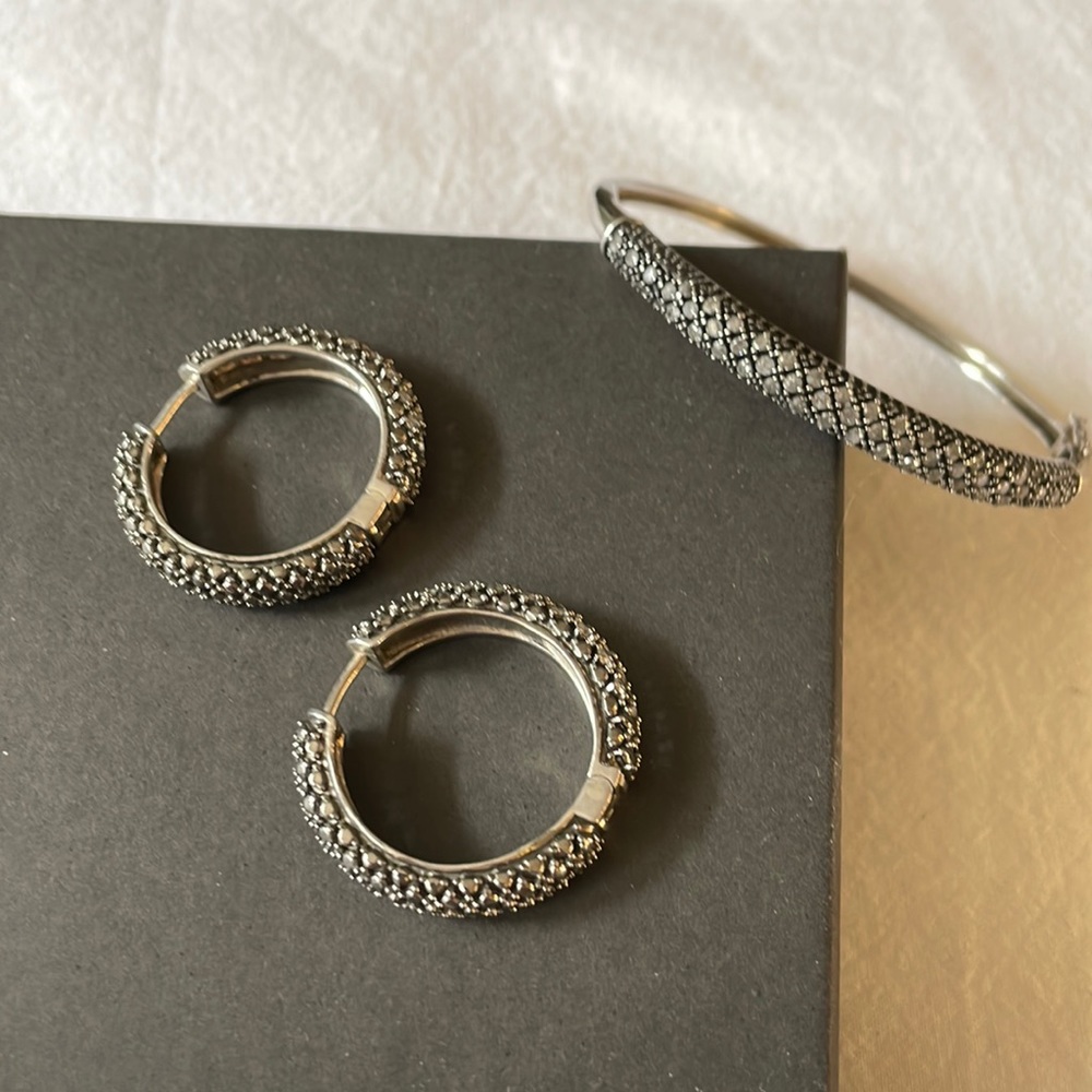 Black diamond bracelet and earrings